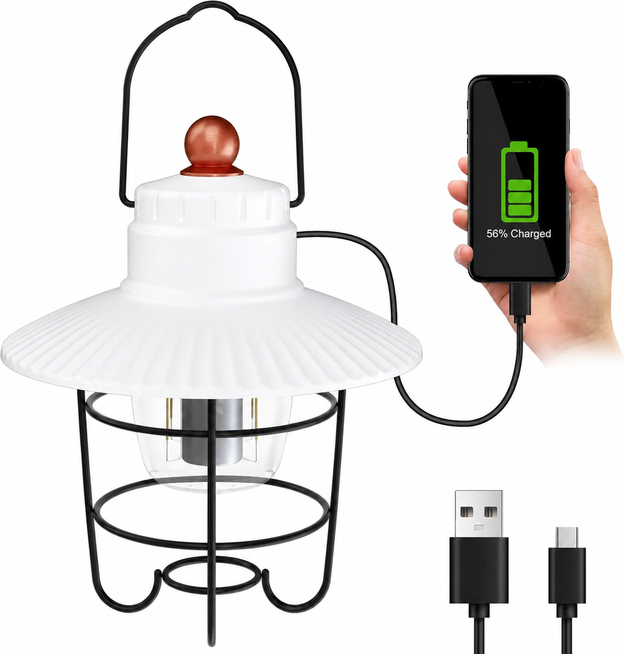 USB-C Rechargeable LED Camping Lantern 2-Pack with Power Bank