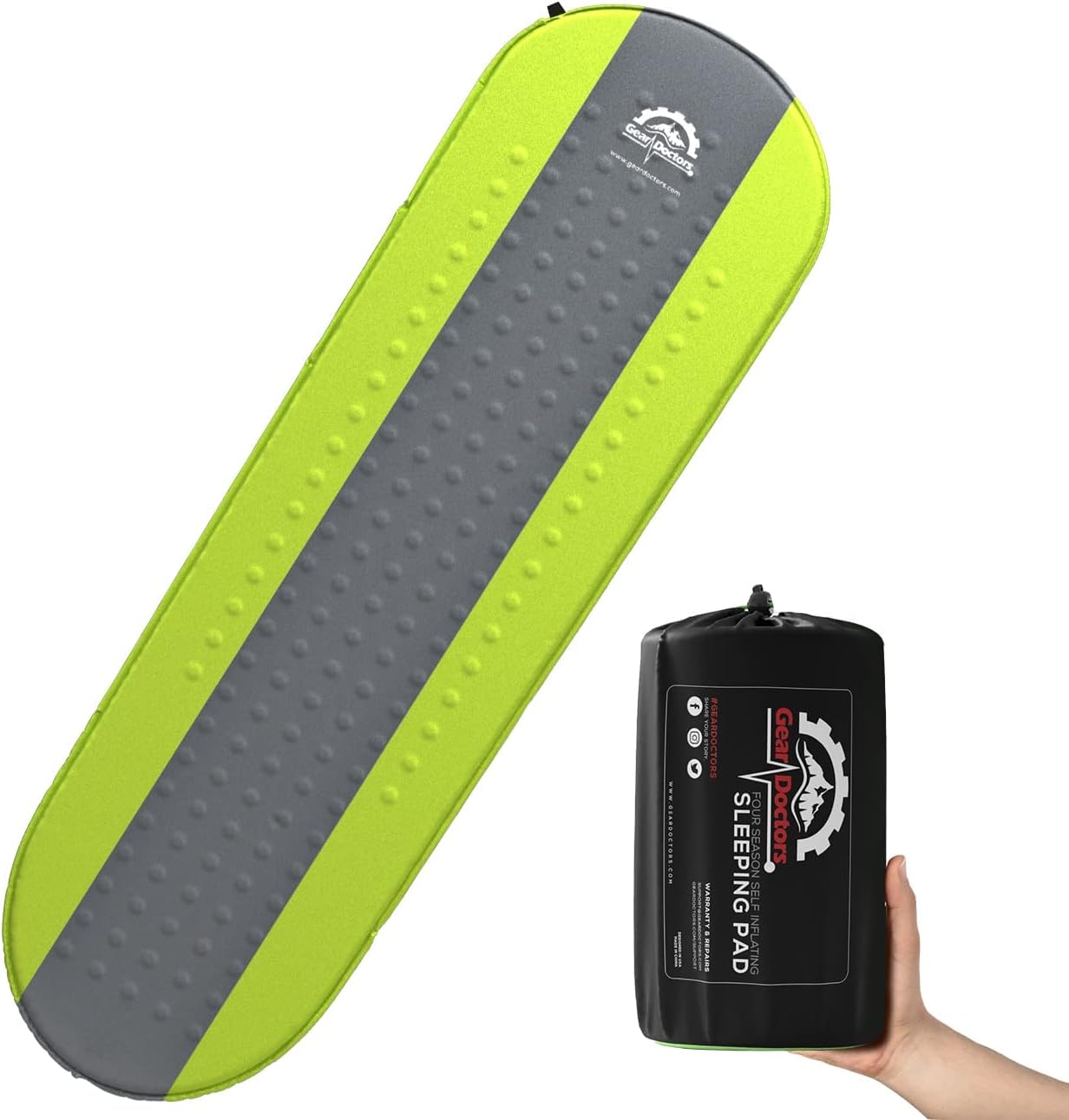 4.3 R-Value Insulated Foam Self Inflating Sleeping Pad Camping — Sleeping Pad Backpacking Air Mattress—Camping Mattress Self Inflating Camp Mat 4 Seasons Sleep Mat—Camp/Floor/Tent