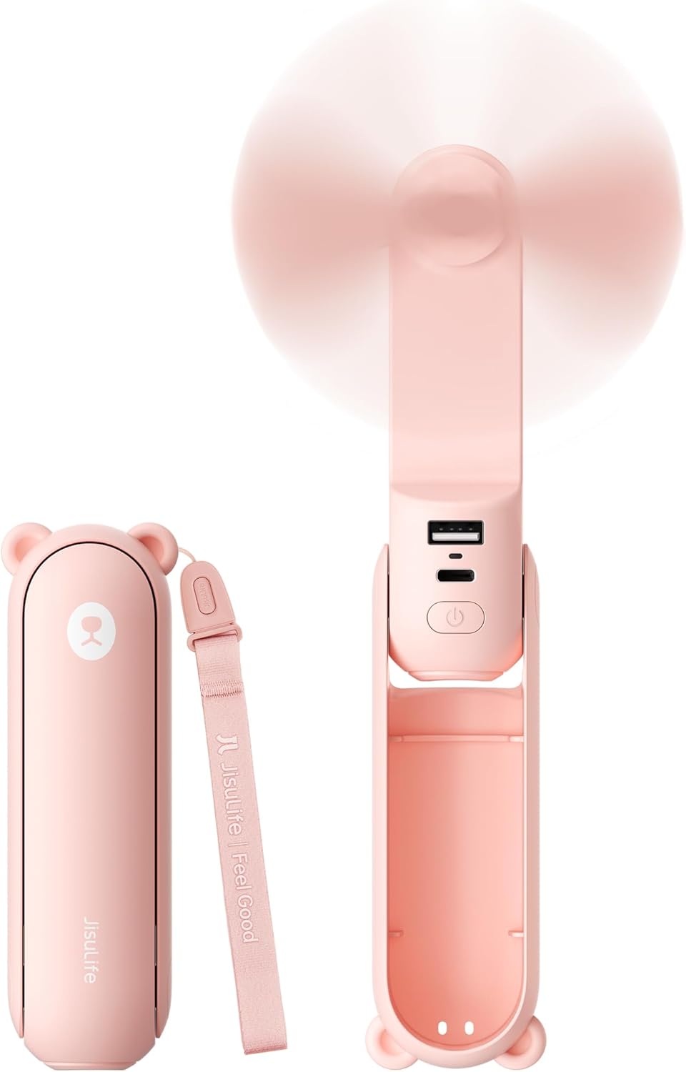 3-in-1 Rechargeable Handheld Mini Fan with Power Bank & Light
