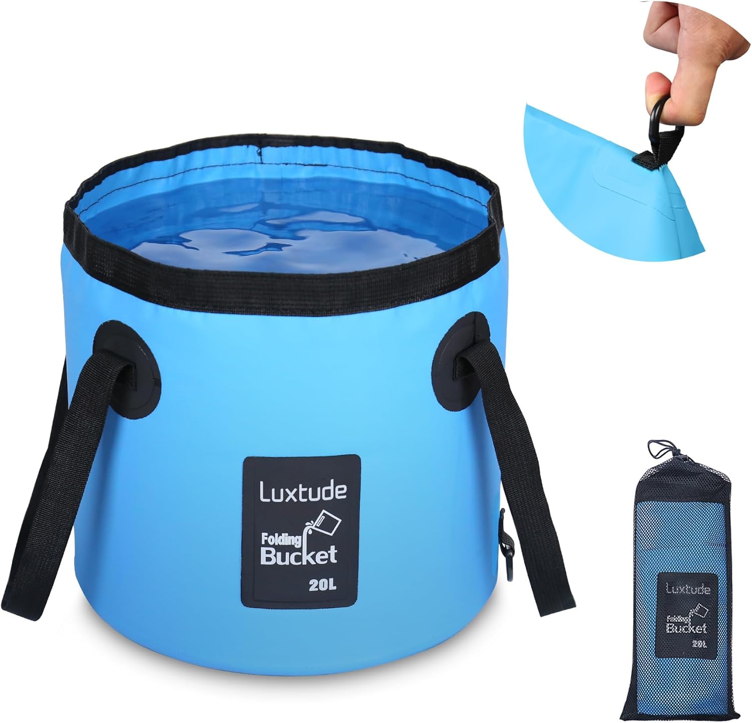 Collapsible Bucket with Handle, Portable 5 Gallon Water Bucket for Camping, Fishing, Beach, Gardening, RV and Outdoor Use