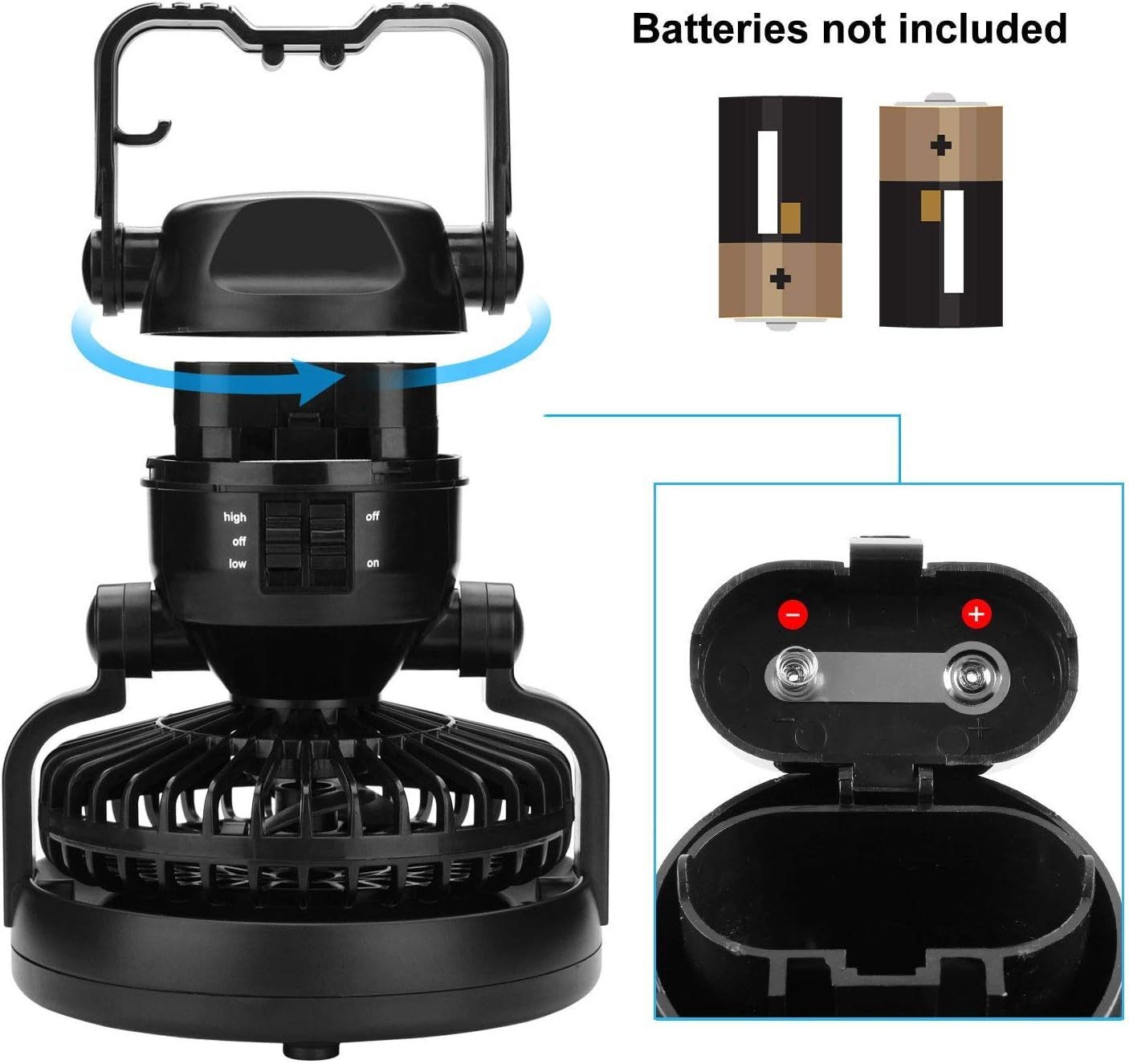 Portable LED Camping Lantern with Ceiling Fan for Emergency Use