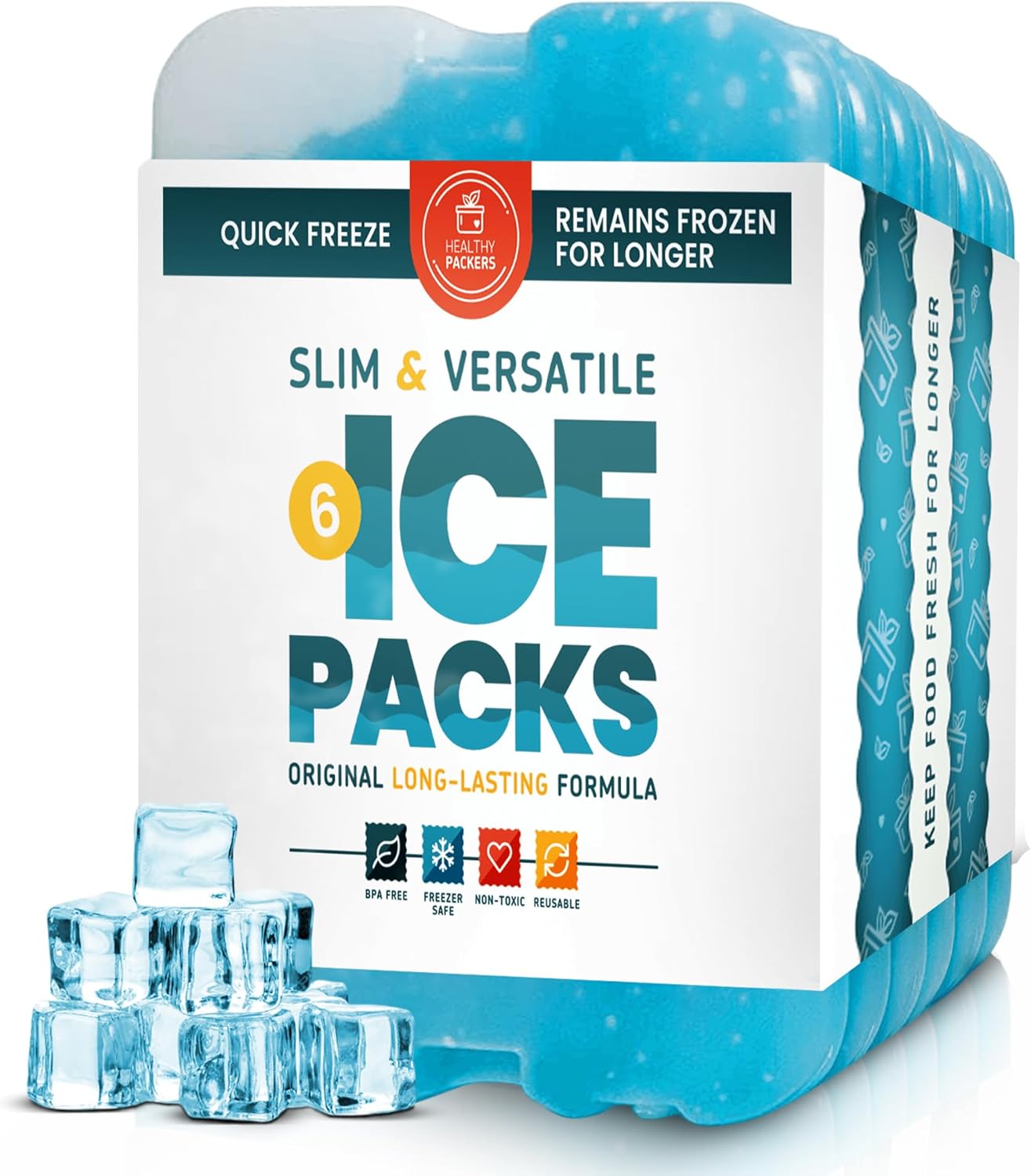 Reusable Ice Packs for Lunch Boxes, Coolers, Camping & Fishing