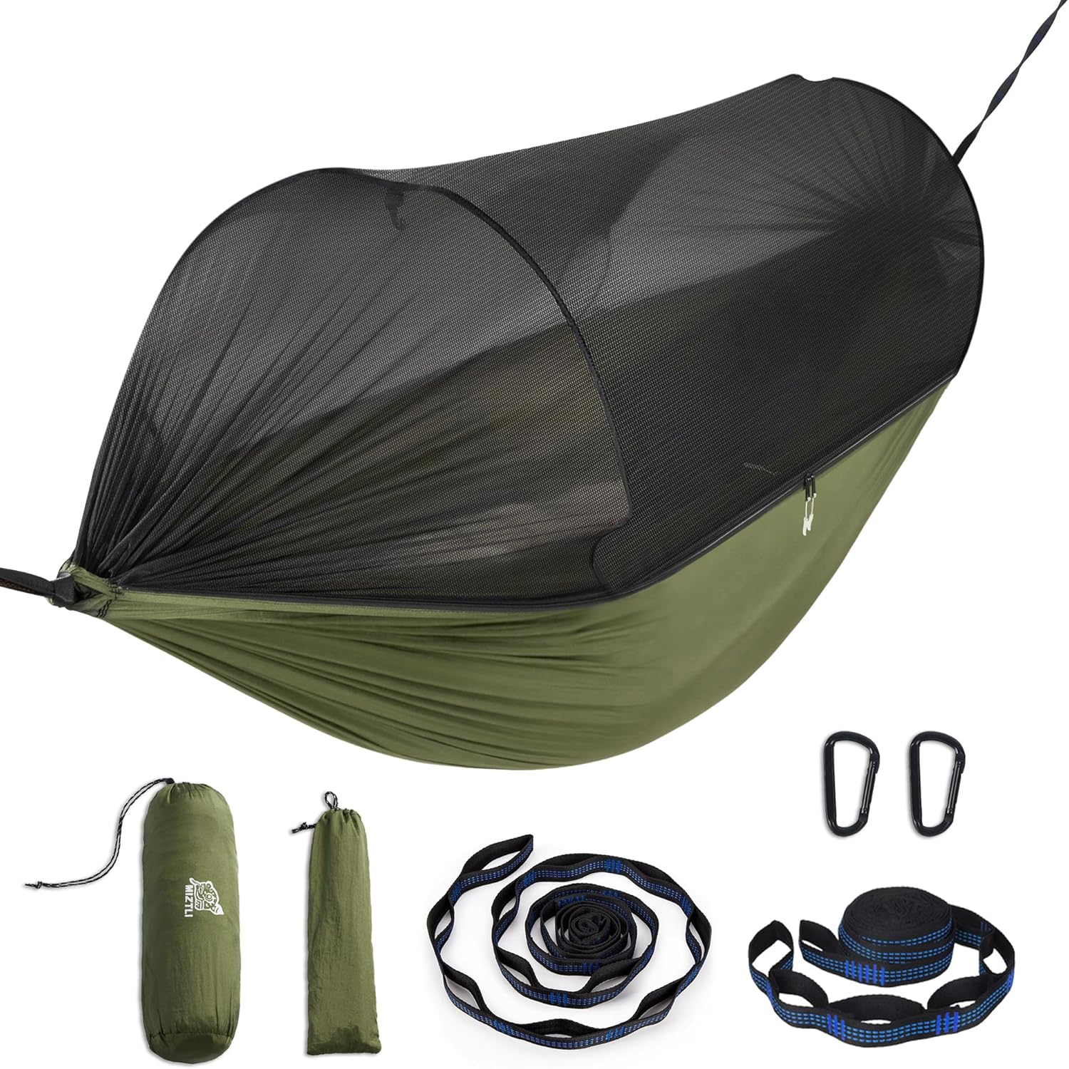 Portable Camping Hammock with Net and Adjustable Tree Straps