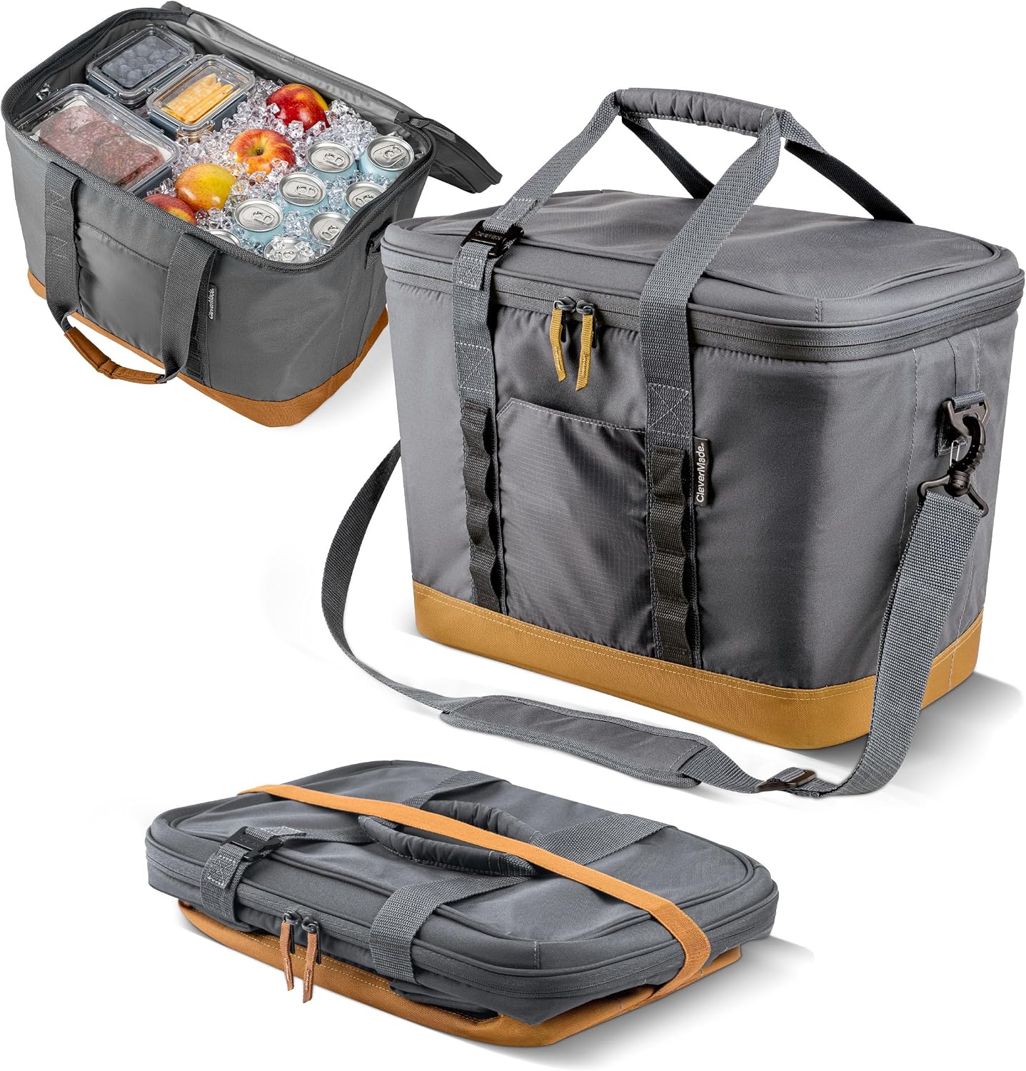Collapsible Cooler Bag, Foldable Insulated Soft Cooler for Beach, Picnic, Travel and Road Trips, Holds Up to 30 Cans