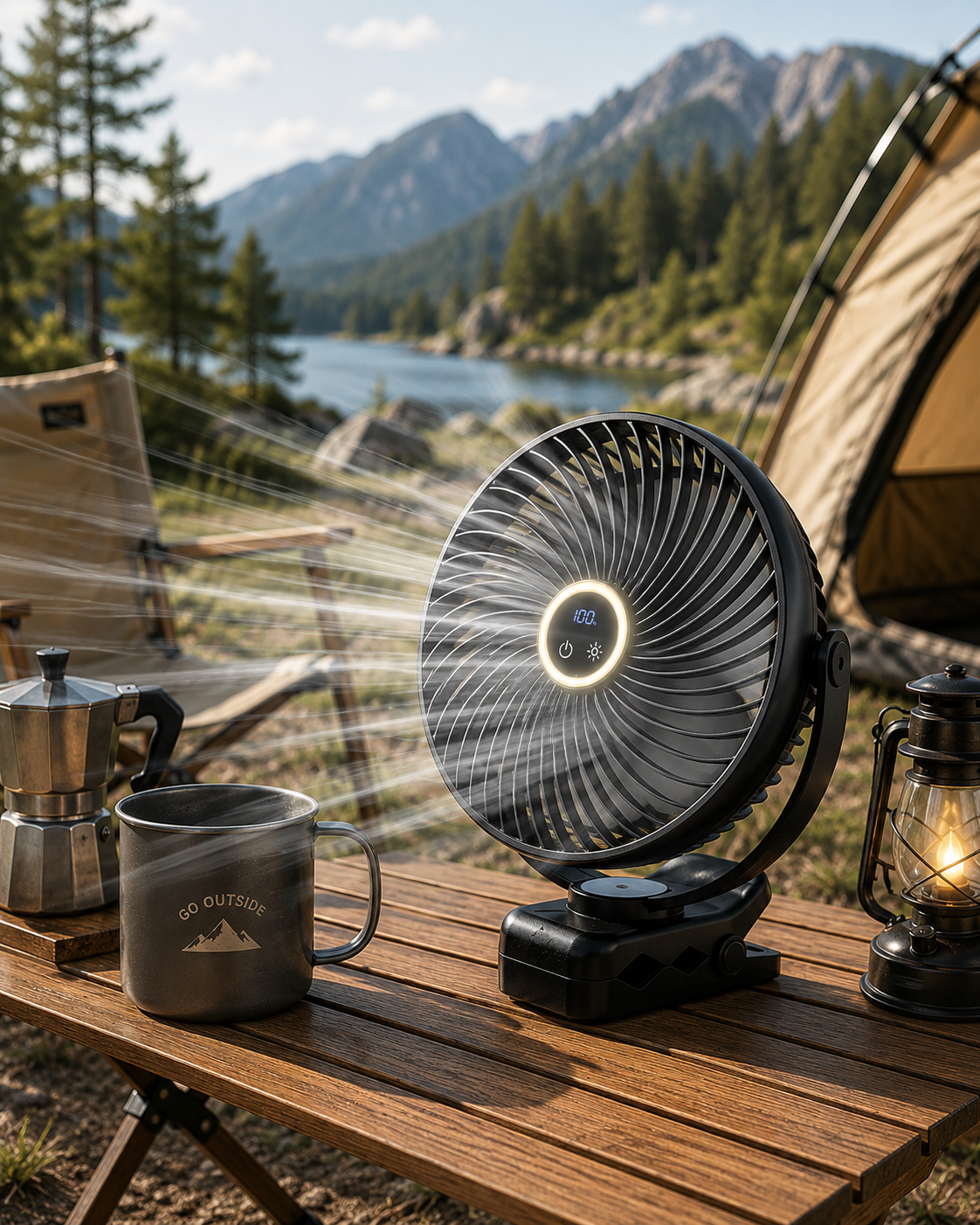 10000mAh Rechargeable Clip-On Fan with 4 Speeds, 8-Inch USB Desk Fan